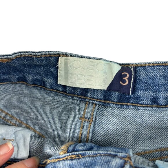 Project Rebel Juniors Size 3 Denim Jean Booty Shorts Distressed Cutoffs Frayed - Picture 8 of 11